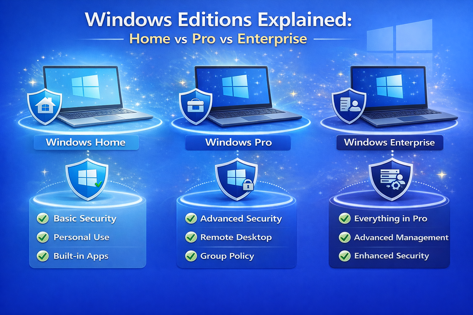 Windows Editions Explained: Home vs Pro vs Enterprise