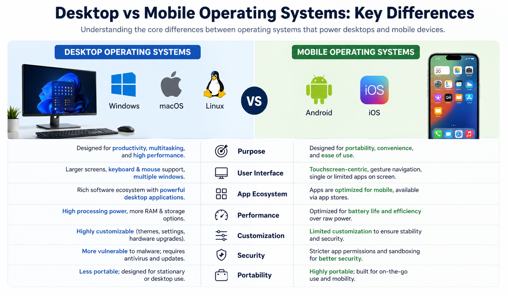 Desktop vs Mobile Operating Systems: Key Differences