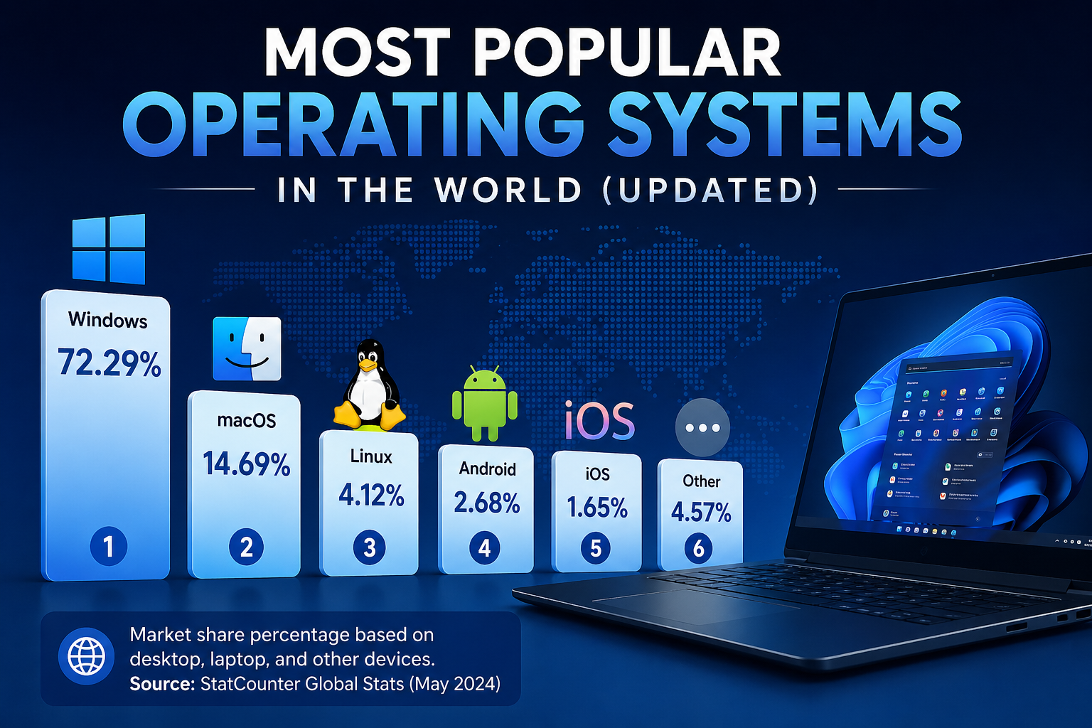 Most Popular Operating Systems in the World (Updated)