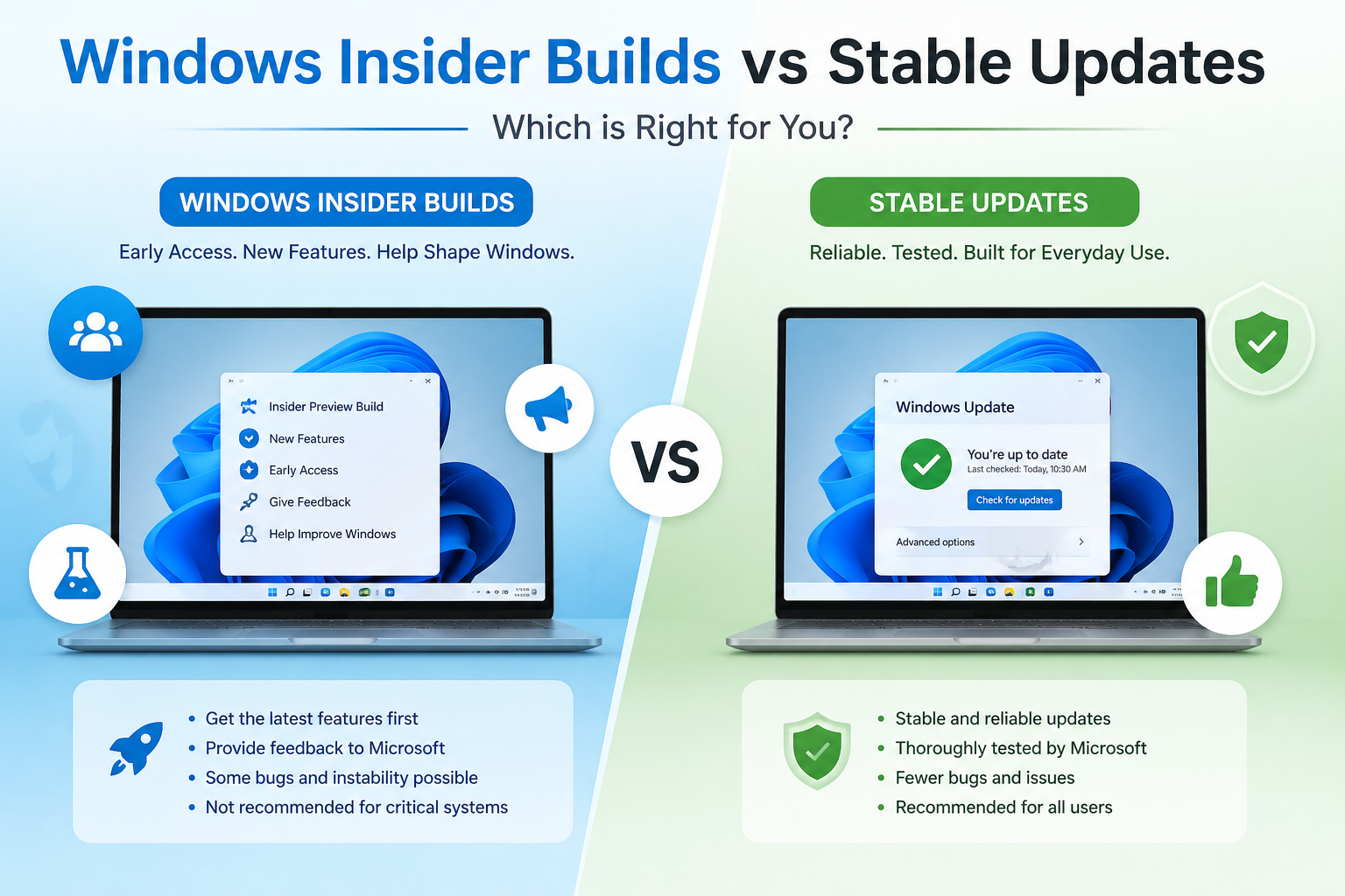 Windows Insider Builds vs Stable Updates